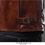 Herren Echtlederweste aus Rindsleder – Retro Slim Fit Weste mit mehreren Taschen, Reise- & Freizeitweste in großen Größen