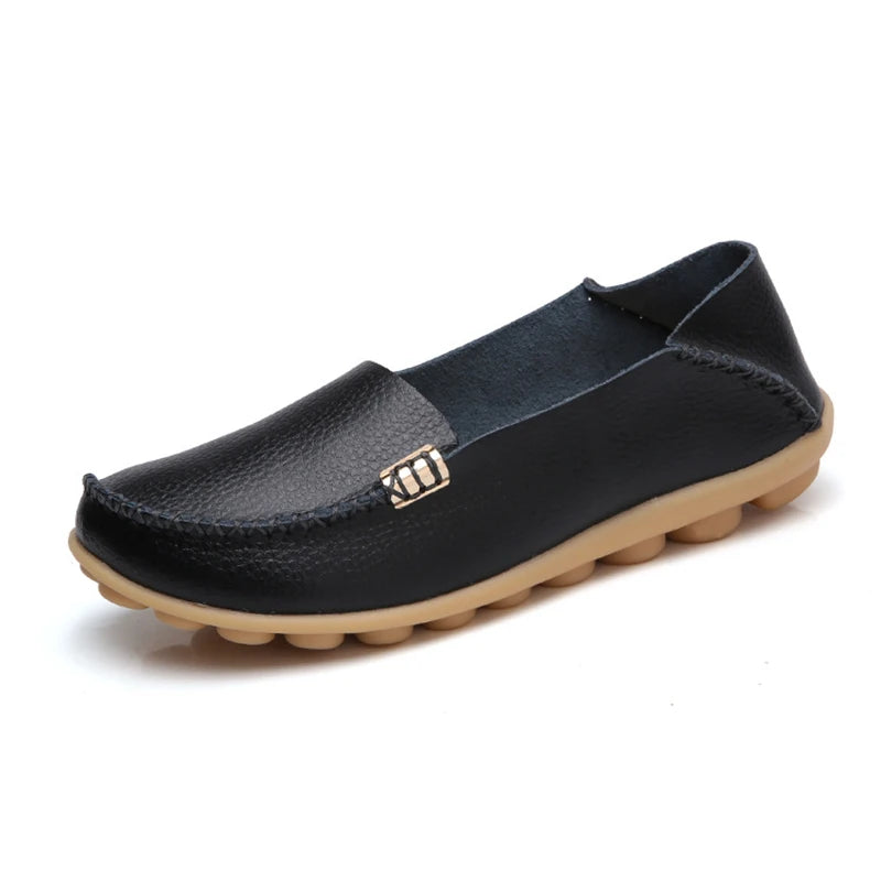 KUIDFAR Damen Flats 2024 – Bequeme Slip-On Loafers aus echtem Leder, Soft Moccasins für Alltag und Freizeit, Plus Size