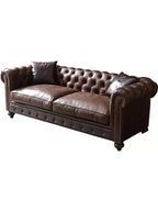 2025 Vintage Chesterfield Sofa in Oil-Wax-Lederoptik – Hochwertiges Rollarm-Ledersofa mit moderner Funktionalität