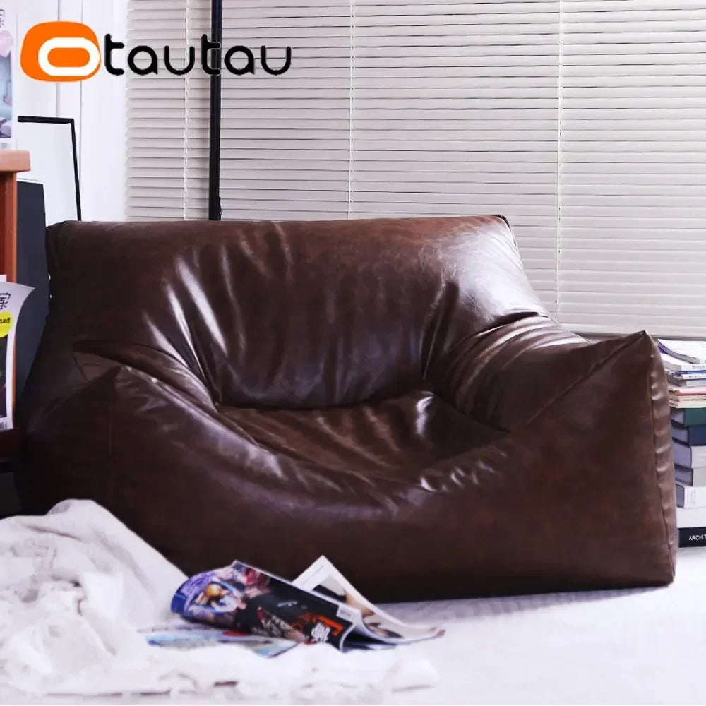 King Size Sitzsack Bezug aus Kunstleder – Bequemer Bean Bag Sofa Cover ohne Füllung für Gaming, Filme & Entspannung