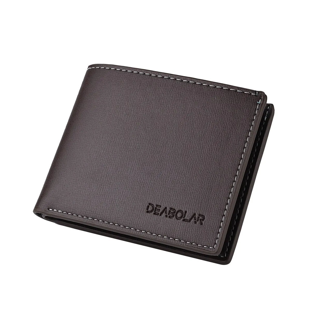 DEABOLAR Herren Kurz-Geldbörse – Dünnes PU-Leder Wallet mit Kartenhalter, Falt-Design &amp; England-Style 