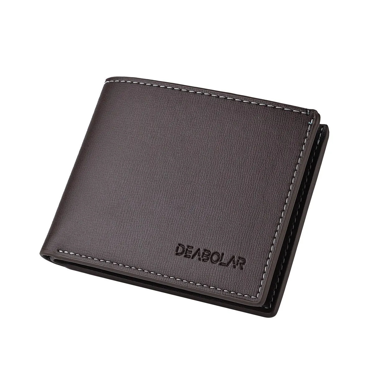 DEABOLAR Herren Kurz-Geldbörse – Dünnes PU-Leder Wallet mit Kartenhalter, Falt-Design & England-Style