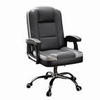 Ergonomischer Bürostuhl aus Leder mit Fußstütze – Drehbarer Office Chair mit Rückenstütze, Rollen & Liegefunktion für Büro & Homeoffice