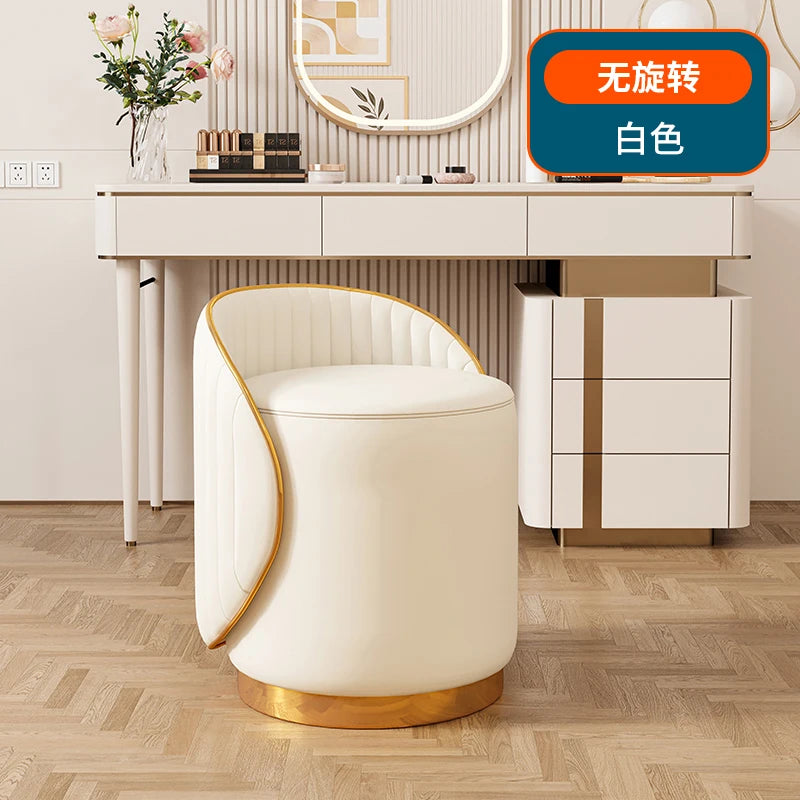 360° drehbarer Lederhocker aus Kunstleder – Moderner Schmink- & Eingangsbereich-Hocker für Flur, Wohnzimmer & Schlafzimmer