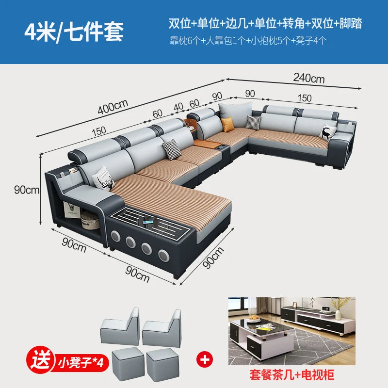 Designer Luxus Ledersofa – Modernes, erweiterbares Center-Seater & Sectional Sofa aus Echtleder für exklusive Wohnräume