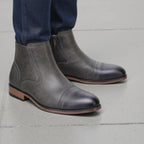 hecrafted Herren Leder Ankle Boots 2025 – Komfortable Retro Schuhe für Frühling & Herbst, Reißverschluss, Schwarz