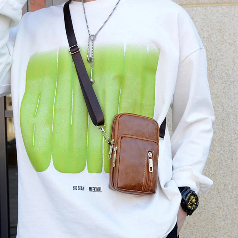 Herren PU-Leder Schultertasche – Multifunktionale Crossbody & Clutch Bag für Alltag und Freizeit