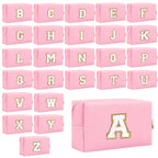 Make-up Tasche mit Initialen – Preppy Kosmetiktasche aus PU Leder, wasserdicht, tragbar & personalisierter Reise-Kulturbeutel