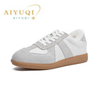AIYUQI Damen Sneaker 2025 aus Echtleder – Flache Casual Trainingsschuhe für Frühling & Alltag | Modische Leder-Sneaker in großen Größen
