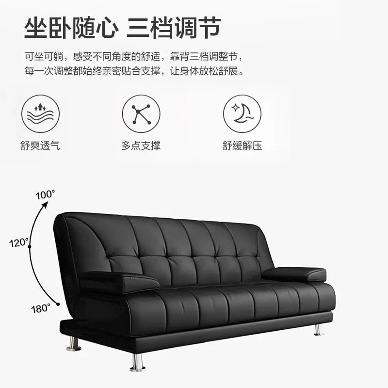 Klappbares Leder Schlafsofa – Modernes 2-in-1 Sofa & Bett für kleine Wohnungen, multifunktionales Wohn- und Bürosofa