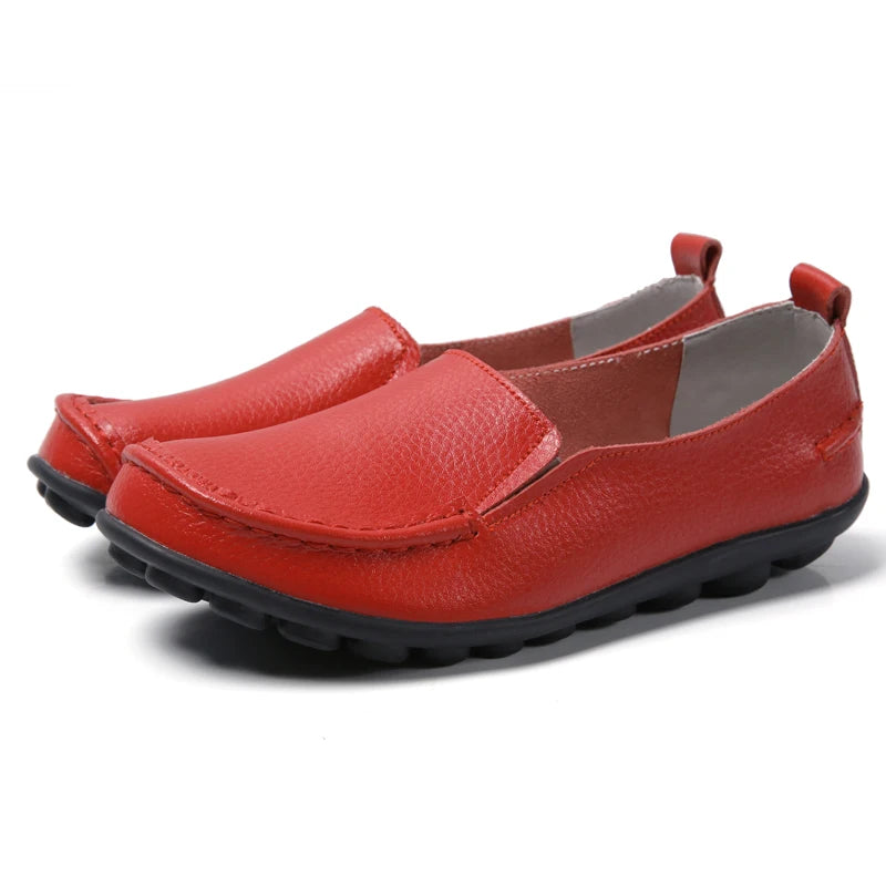 HAJINK Damen Flats 2024 – Weiche Slip-On Loafers aus echtem Leder, elegante Moccasins für Alltag & Freizeit, Plus Size