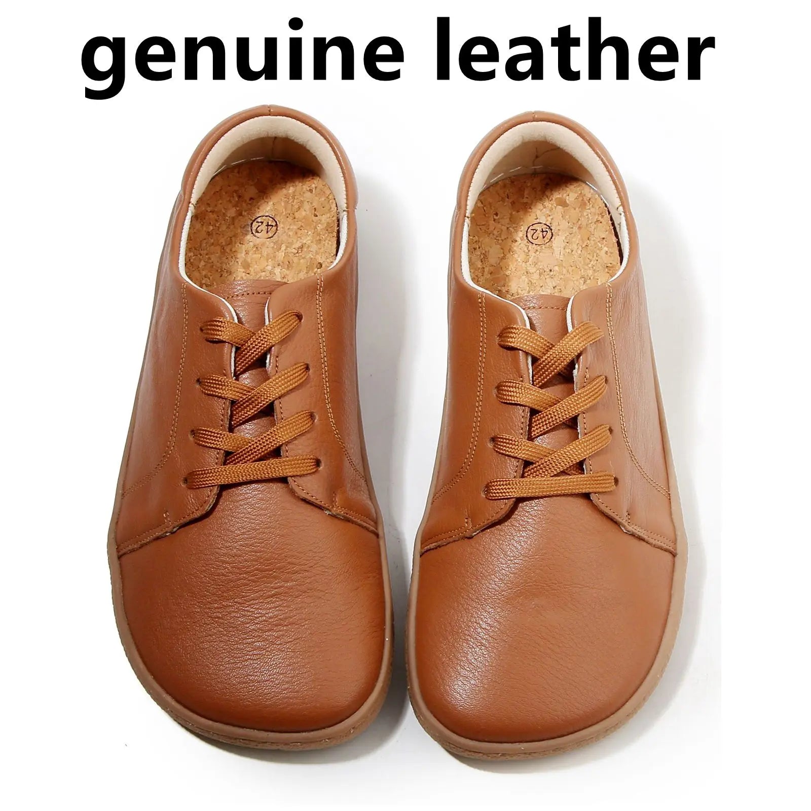 TONGLEPAO Barfuß Leder Sneaker – Zero Drop Schuhe aus echtem Rindsleder, breite Zehenbox & weiche Korksohle für Damen & Herren