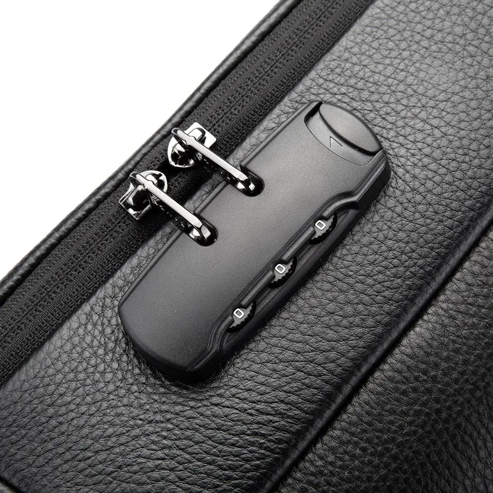 OZUKO BANGE Leder Business Rucksack Unisex – Diebstahlsicherer & wasserfester Laptoprucksack 15,6 Zoll für Arbeit & Schule