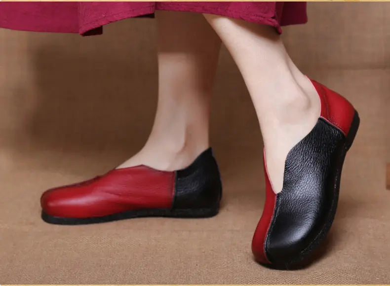 GKTINOO Designer Handmade Vintage Flats – Damen Loafers aus echtem Leder, runde Zehen, bequeme Sommer-Slipper