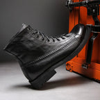 COZOK Herren Vintage Work Boots – Hochwertige Ankle Boots aus Lederimitat, British Style, Retro Plattform-Schuhe