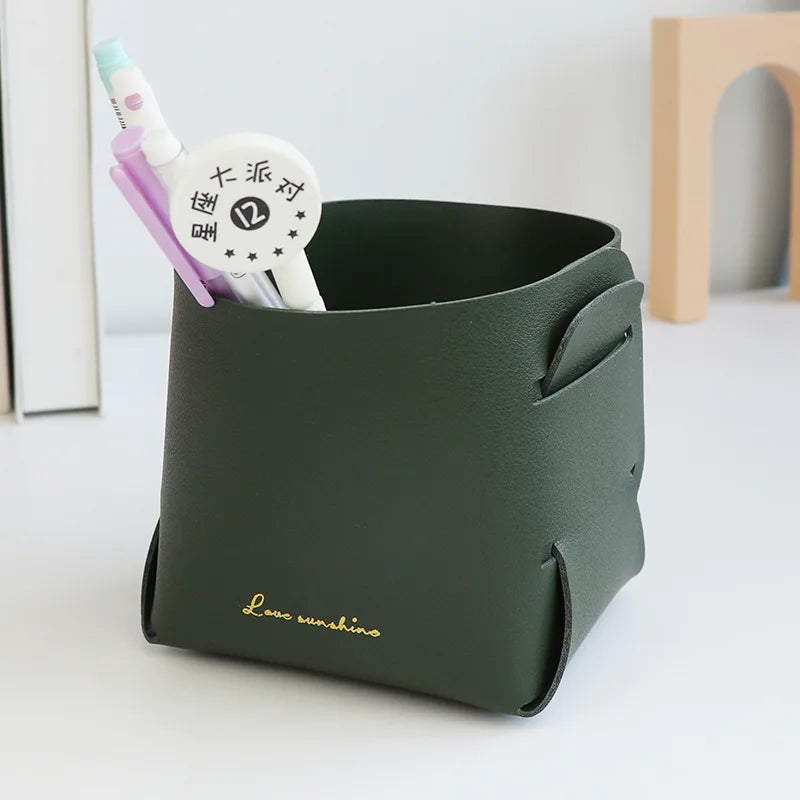 Faltbare Leder Aufbewahrungsbox Nordic – PU Leder Desktop Organizer für Schlüssel, Schmuck, Make-up & Büro