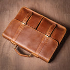 LUOKIR Vintage Herren Aktentasche aus echtem Crazy-Horse-Leder – Luxus Leder Messenger &amp; Laptoptasche für 14 Zoll, Business &amp; Reisen