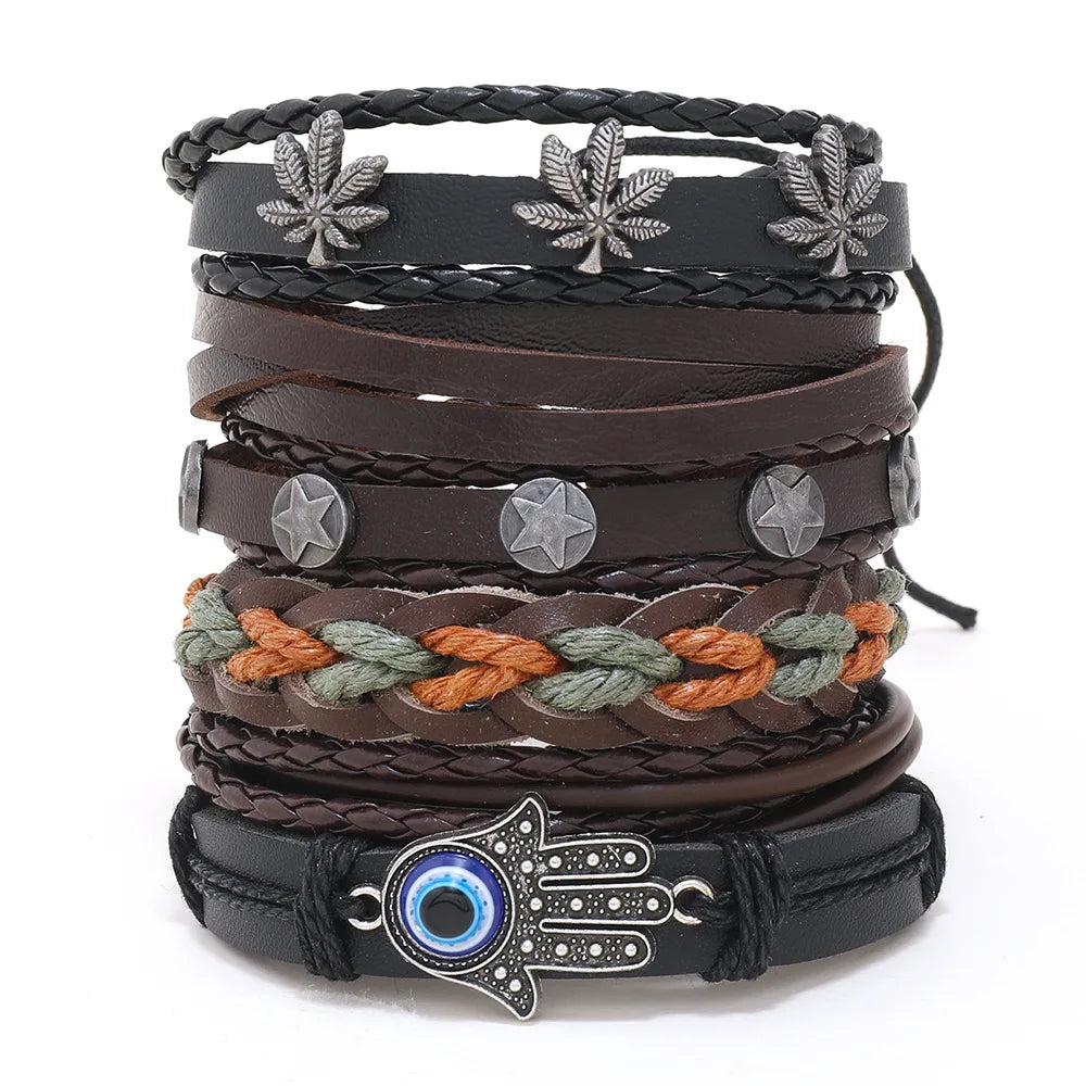 Viking Lederarmband mit Totenkopf – Verstellbares Herren- & Unisex Armband im Neo-Gothic Stil, Geflochtenes Lederarmband