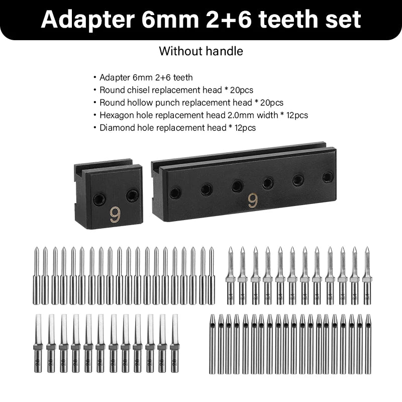 WUTA Modulares Adapter- &amp; Schlagkopf-System para Lederwerkzeuge – Austauschbare Loch- &amp; Stichaufsätze aus Edelstahl 