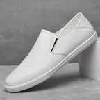 Britische Herren Loafer aus echtem Leder – Weiße Slip-On Mokassins mit weicher Sohle, Business & Casual Schuhe für Frühjahr und Herbst