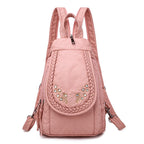 KMFFLY Damen Mini Rucksack en cuir PU blanc – Sac à dos à fleurs, sac à dos léger et tendance pour filles 