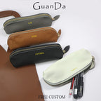 Personalisierte Leder Stiftetasche aus echtem Rindsleder – Estuche para bolígrafos de negocios con iniciales y cierre de caja 