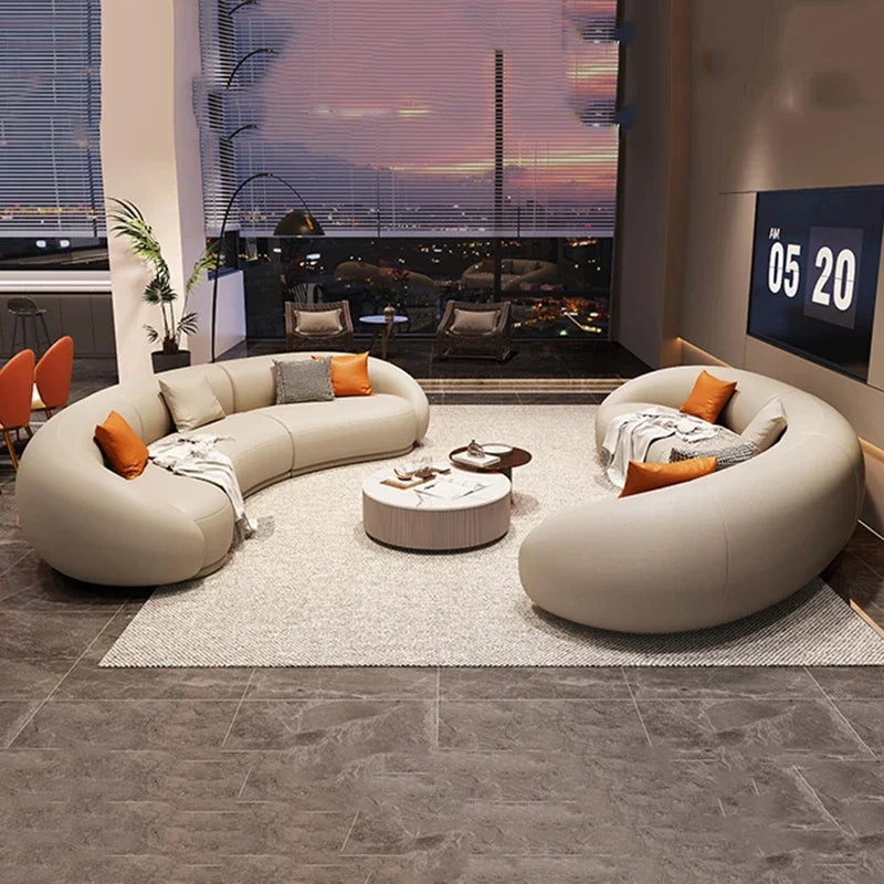 Luxuriöses Apartment Leder Sofa im italienischen Vintage-Stil – Komfortable Designer Lounge Couch aus echtem Leder & Holz