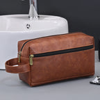 Herren Leder Kulturbeutel – Große Reise &amp; Business Kosmetiktasche, wasserfeste Waschtasche mit Griff