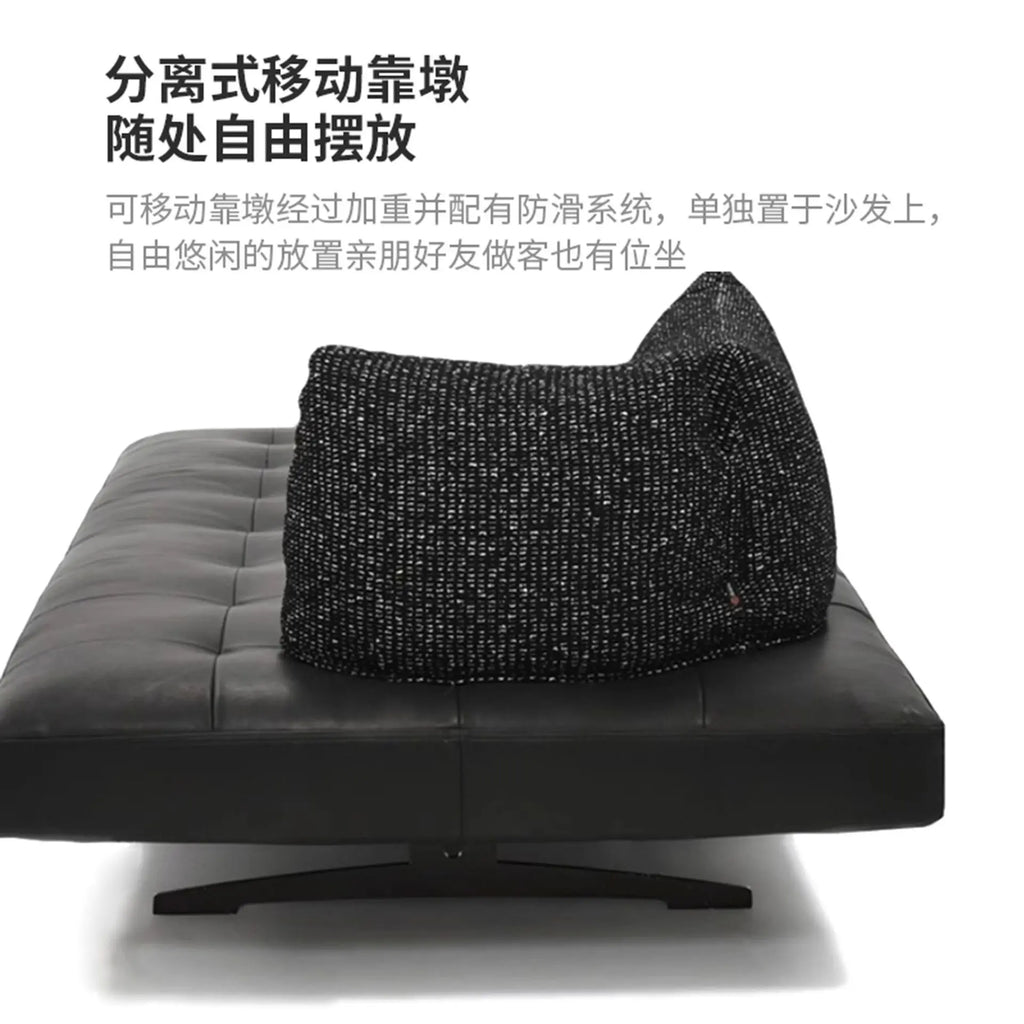 Canapé en cuir de designer italien en noir – Canapé modulaire minimaliste avec un siège confortable, flexible et flexible pour les meubles modernes 