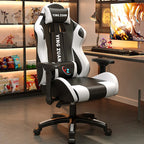 Ergonomischer Bürostuhl aus Leder mit Fußstütze & Rückenlehne – Höhenverstellbarer Drehstuhl mit Armlehnen & Rollen für Homeoffice & Büro