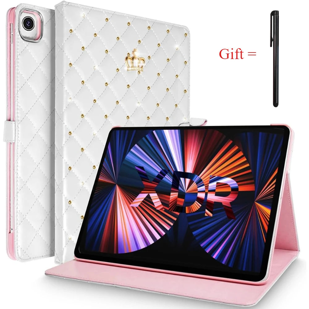 Luxury Crown PU Leder Case für iPad 9.7, 10.2 & 10.9 Zoll – Elegante Tablet Schutzhülle mit Bling Krone, Standfunktion & Wake-Sleep