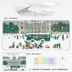 Weihnachtliche XXL PU Leder Schreibtischunterlage - Alfombrilla de ratón con dibujos animados Kawaii para ordenador, teclado y portátil 