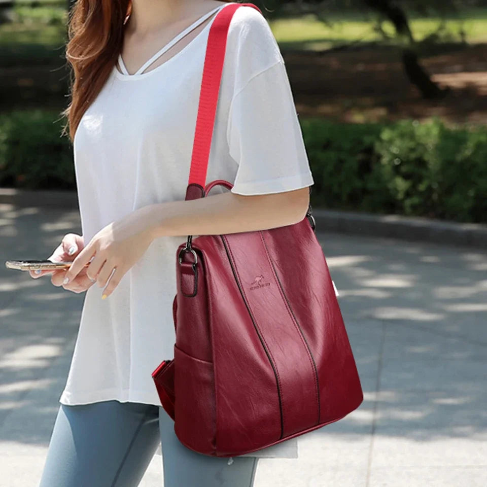 VONMONAN Damen Rucksack aus weichem PU-Leder – Vintage Anti-Diebstahl Rucksack mit großem Stauraum für Alltag & Reise