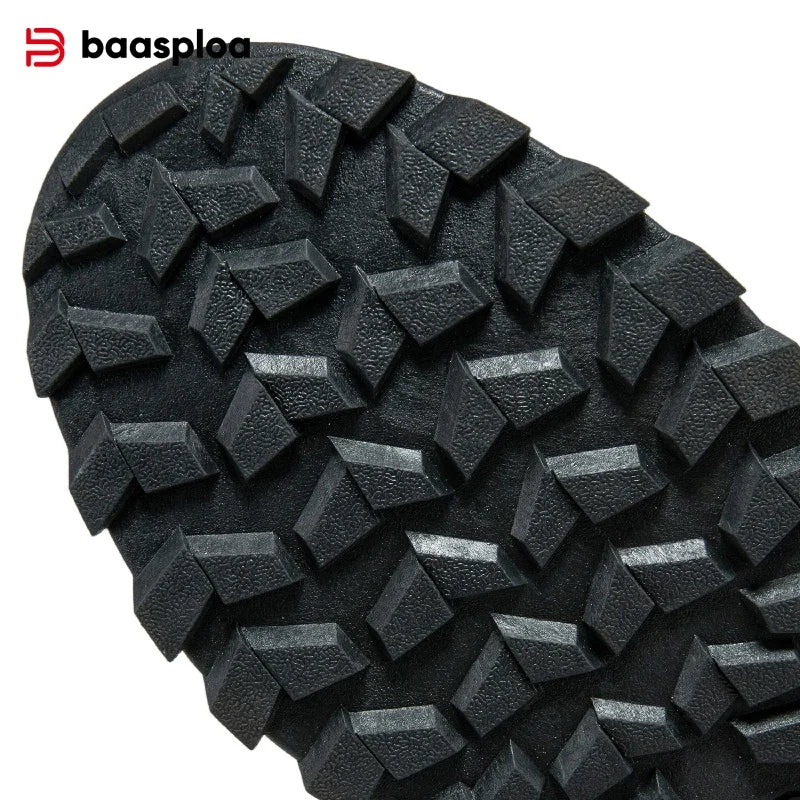 Baasploa Herren Wanderschuhe – Baskets d'extérieur en cuir, imperméables, festives, confortables pour le trail, la marche et les promenades