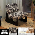 Massivholz Einzelsessel im asiatisch-nordischen Stil – Retro Akzentstuhl mit Öl-Wachs-Leder-Optik für entspanntes Wohnen