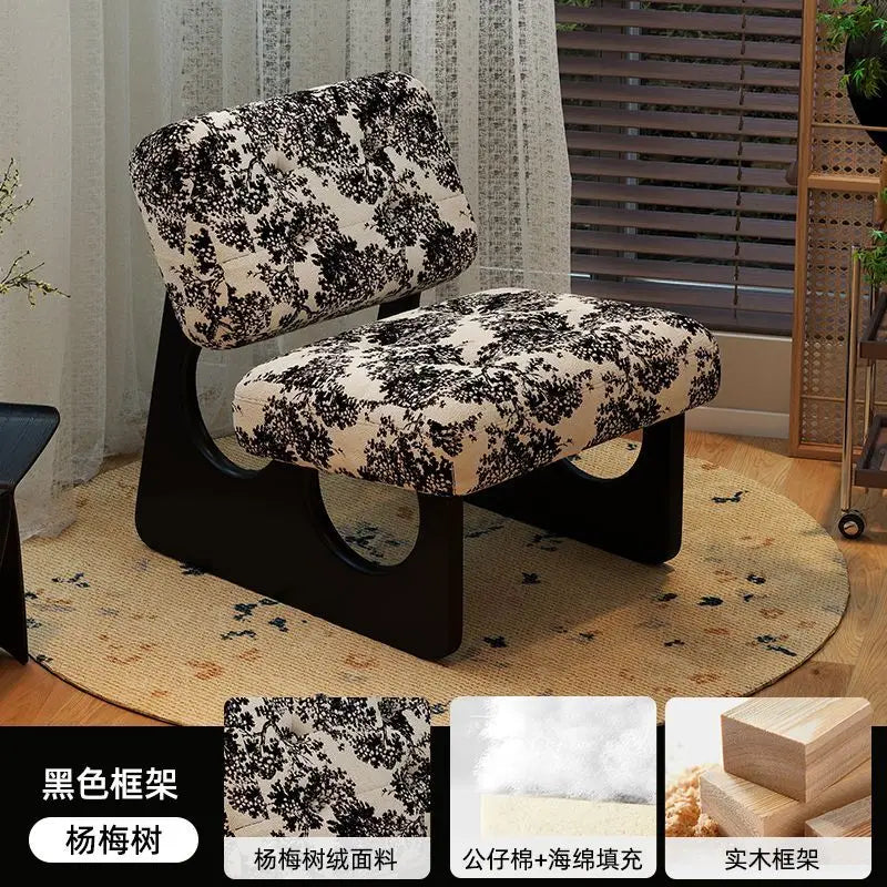 Massivholz Einzelsessel im asiatisch-nordischen Stil – Retro Akzentstuhl mit Öl-Wachs-Leder-Optik für entspanntes Wohnen