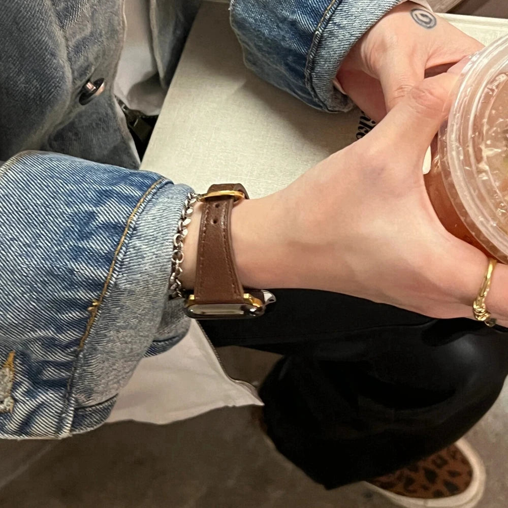 Elegantes Leder Loop Armband für Apple Watch Damen – Hochwertiges Leather Strap 38–46 mm & 49 mm für Series 1–11, SE & Ultra