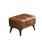 Light Luxury Leder Sitzhocker quadratisch – Weicher PU-Leder Schuhwechselstuhl &amp; Sofa-Fußhocker im Modern-Morocco-Design