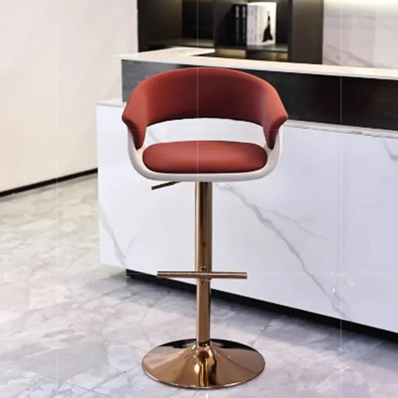 DUTRIEUX Nordic Leder Barstuhl – Höhenverstellbarer 360° Dreh-Barhocker aus Echtleder mit Armlehnen, modernes Design für Küche & Wohnzimmer