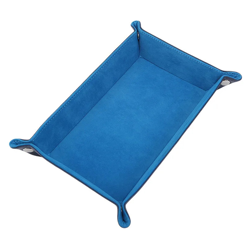 Rechteckige PU Leder Ablageschale mit Samt – Faltbares Storage Tray & Dice Tray für Schlüssel, Geldbörse, Münzen & Spiele