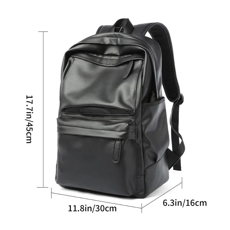 Sac à dos pour hommes en cuir PU - Sac à dos pour ordinateur portable 14 pouces, sac à dos de voyage tendance et décontracté