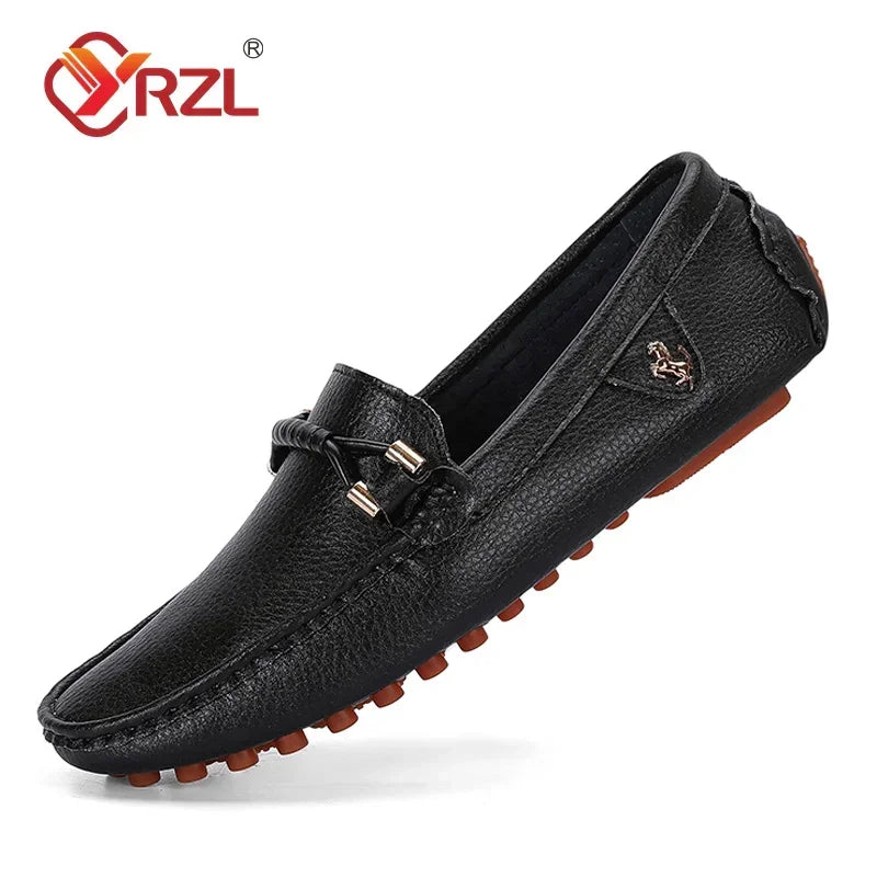 YRZL Herren Loafer 2025 – Handgefertigte Mokassins aus PU-Leder, Komfortable Slip-On Flats in Übergrößen bis 48