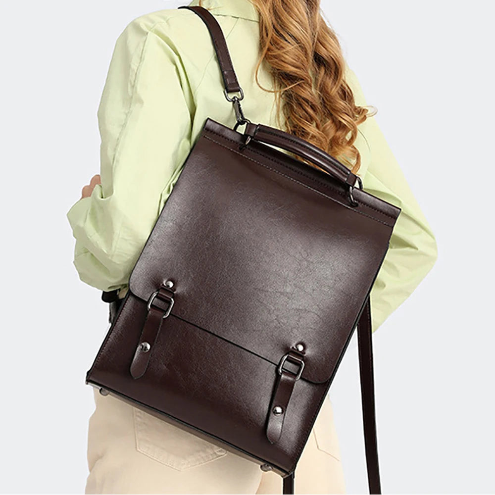BAOERSEN Damen Leder-Rucksack aus Echtleder – Kompakter Cowhide Backpack &amp; Schultertasche, stilvoll &amp; vielseitig 