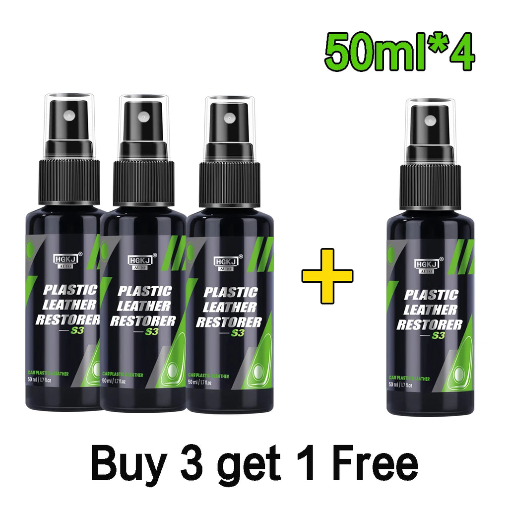 HGKJ S3 Kunststoff- & Leder Restorer Spray – Back to Black Pflege, Glanz & Schutz für Auto Innen- & Außenflächen