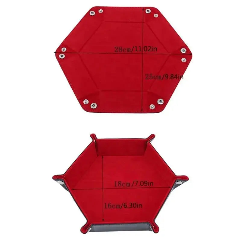 Sechseckiger Leder Würfeltray – Faltbare PU-Leder Dice Tray mit Samt-Innenfläche für Tabletop Gaming & Büro-Organisation