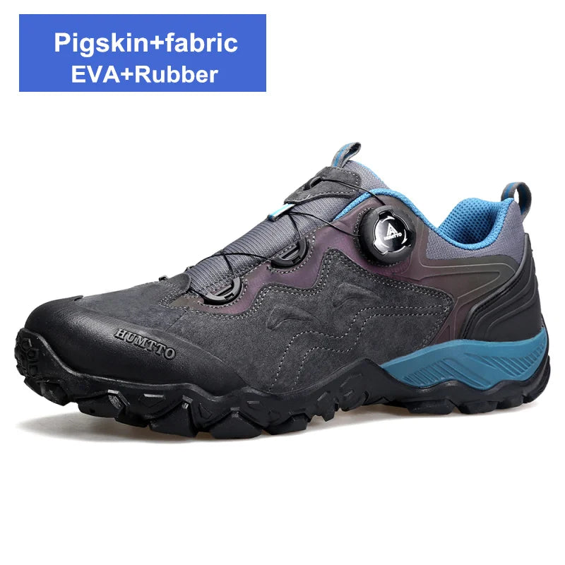 HUMTTO Herren Leder Sneaker – Luxus Outdoor Hiking Boots, Atmungsaktive Wander- und Trekking-Schuhe, Rutschfest & Wasserabweisend