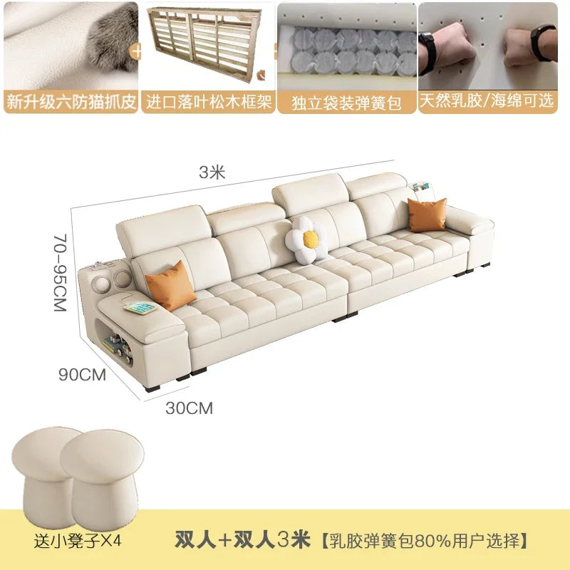 Modernes modulares Ledersofa – Ausziehbares, wasserdichtes L-förmiges Ecksofa mit Armlehne, Schlaffunktion &amp; Stauraum