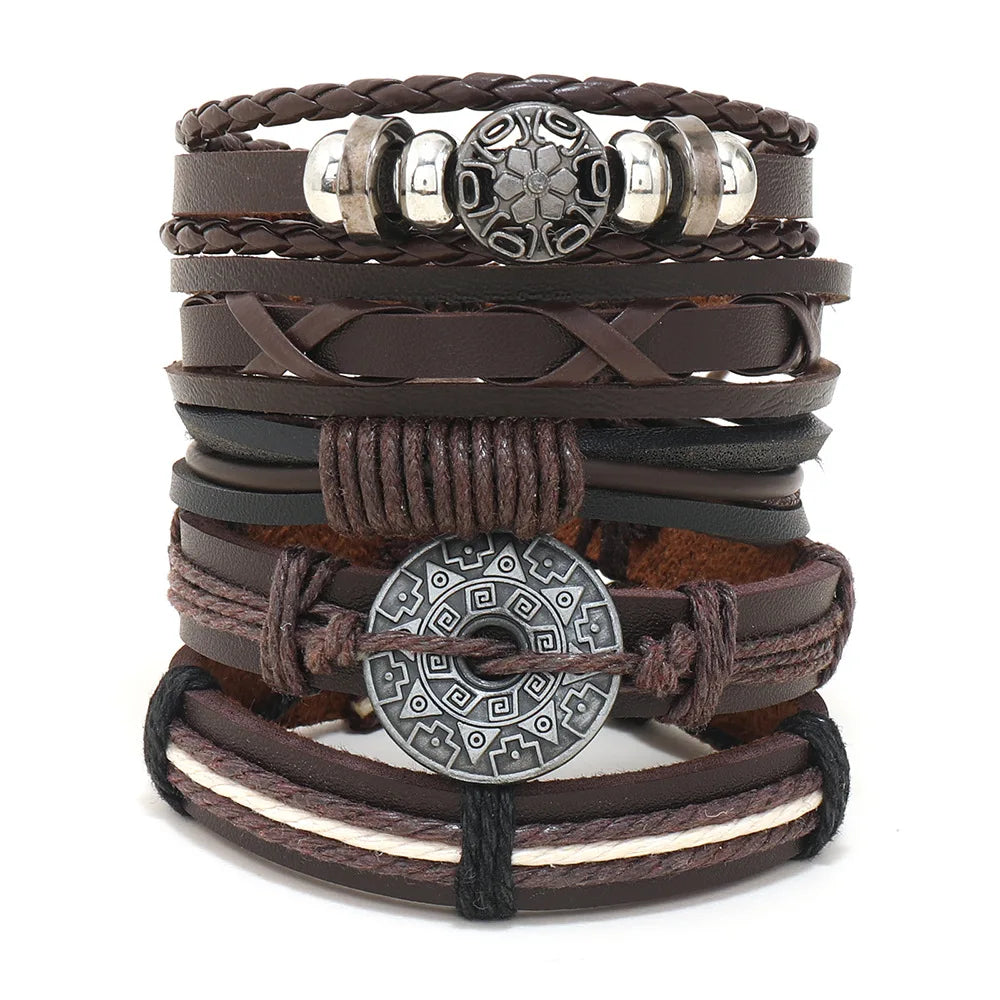 Viking Lederarmband mit Totenkopf – Verstellbares Herren- & Unisex Armband im Neo-Gothic Stil, Geflochtenes Lederarmband