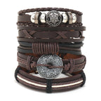 Viking Lederarmband mit Totenkopf – Verstellbares Herren- & Unisex Armband im Neo-Gothic Stil, Geflochtenes Lederarmband