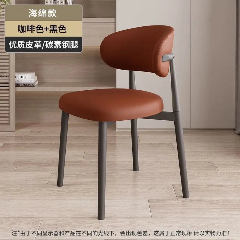 Italienischer Polster-Esszimmerstuhl aus Leder – Moderner Küchenstuhl mit Rückenlehne, High-Density Schaum &amp; stabilem Eisenrahmen im nordischen Design